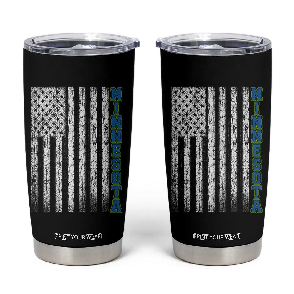 Minnesota MN State Pride Vintage American Flag Tumbler Cup TS11 Black Print Your Wear
