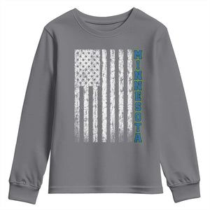 Minnesota MN State Pride Vintage American Flag Youth Sweatshirt TS11 Charcoal Print Your Wear