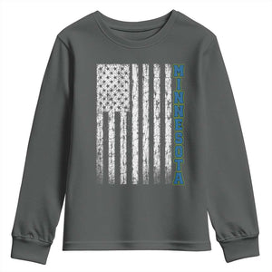 Minnesota MN State Pride Vintage American Flag Youth Sweatshirt TS11 Dark Heather Print Your Wear