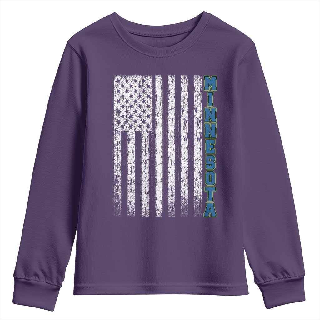 Minnesota MN State Pride Vintage American Flag Youth Sweatshirt TS11 Purple Print Your Wear