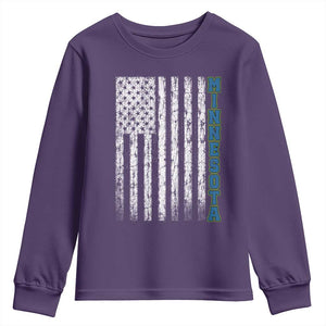 Minnesota MN State Pride Vintage American Flag Youth Sweatshirt TS11 Purple Print Your Wear
