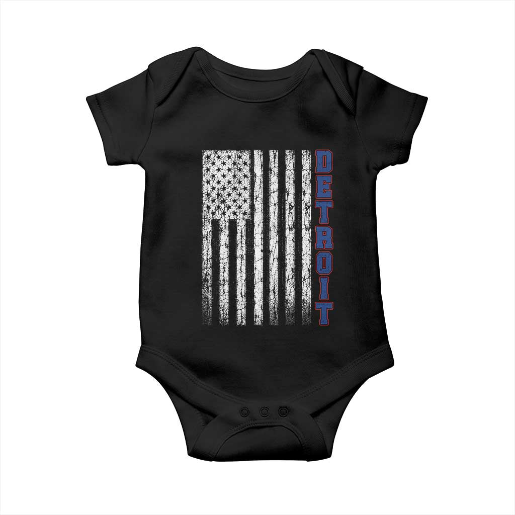 Detroit Michigan State Pride Vintage American Flag Baby Onesie TS11 Black Print Your Wear