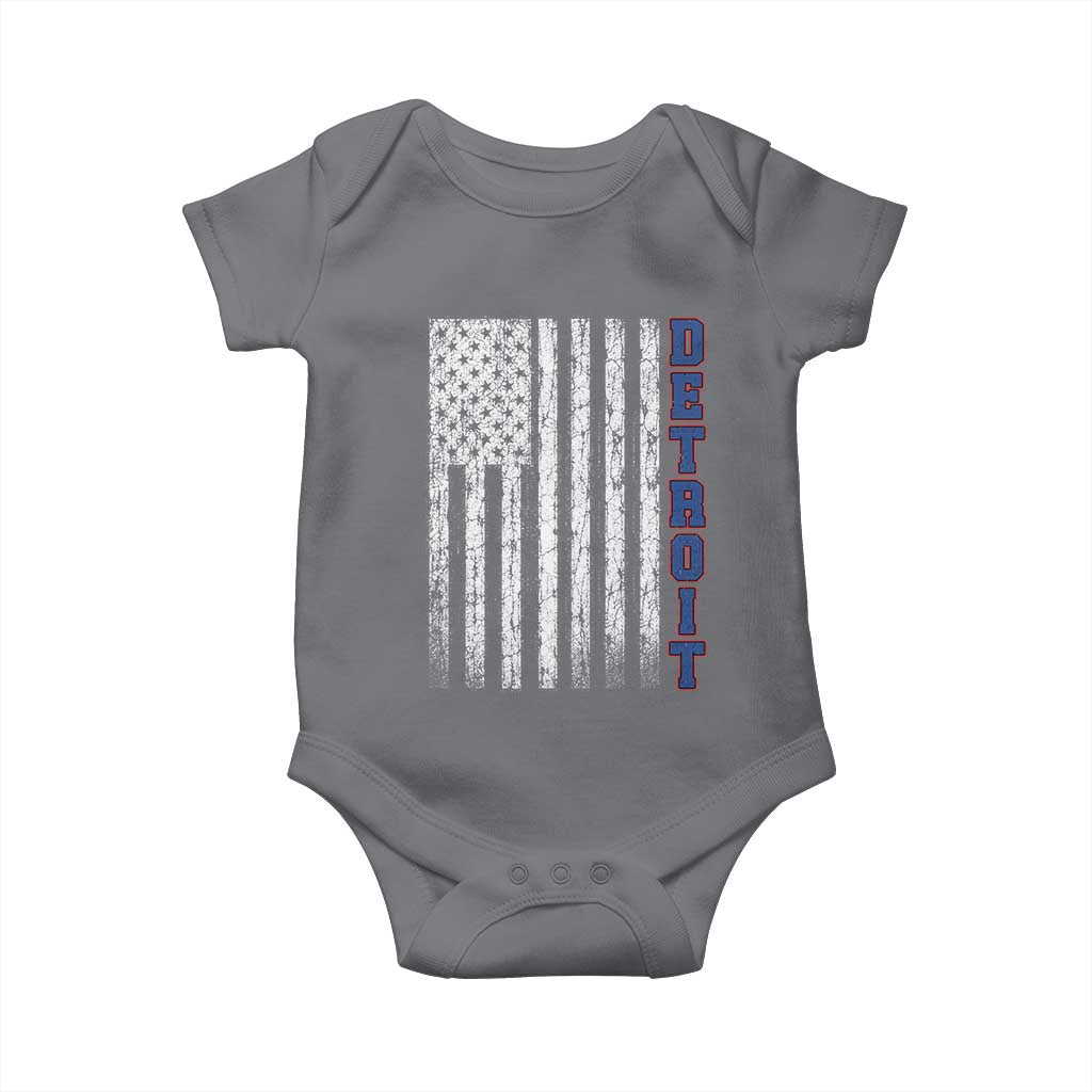 Detroit Michigan State Pride Vintage American Flag Baby Onesie TS11 Charcoal Print Your Wear