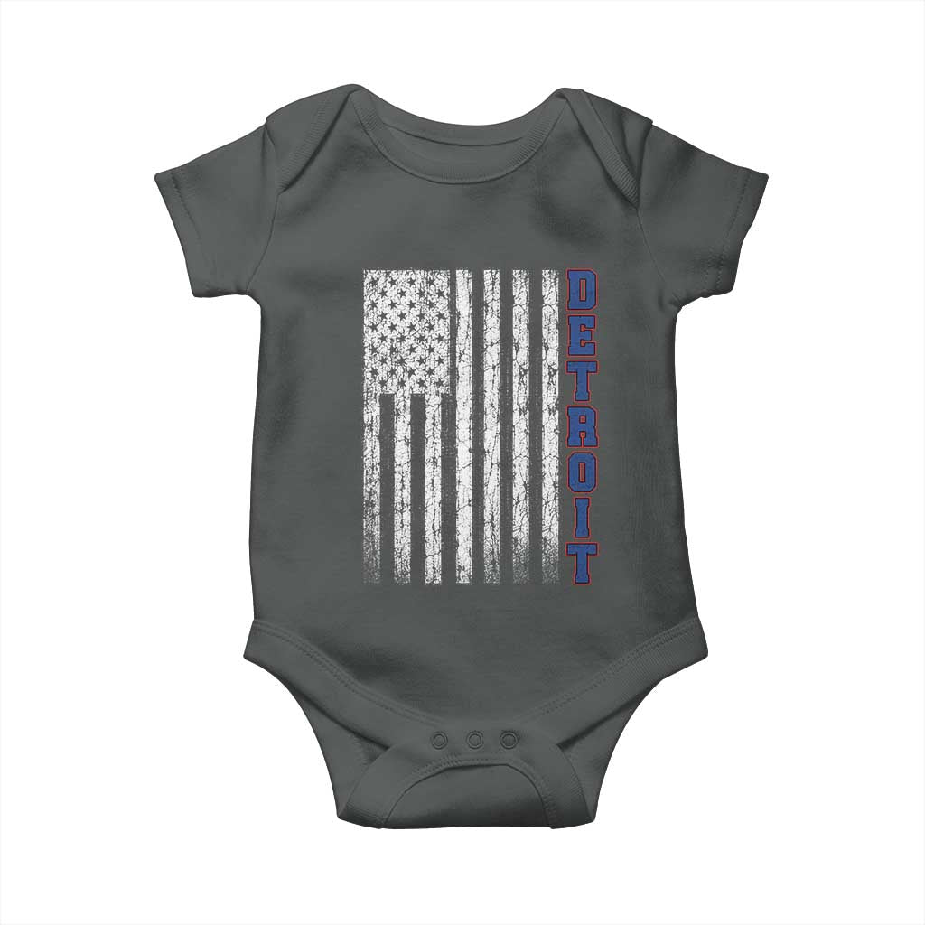 Detroit Michigan State Pride Vintage American Flag Baby Onesie TS11 Dark Heather Print Your Wear