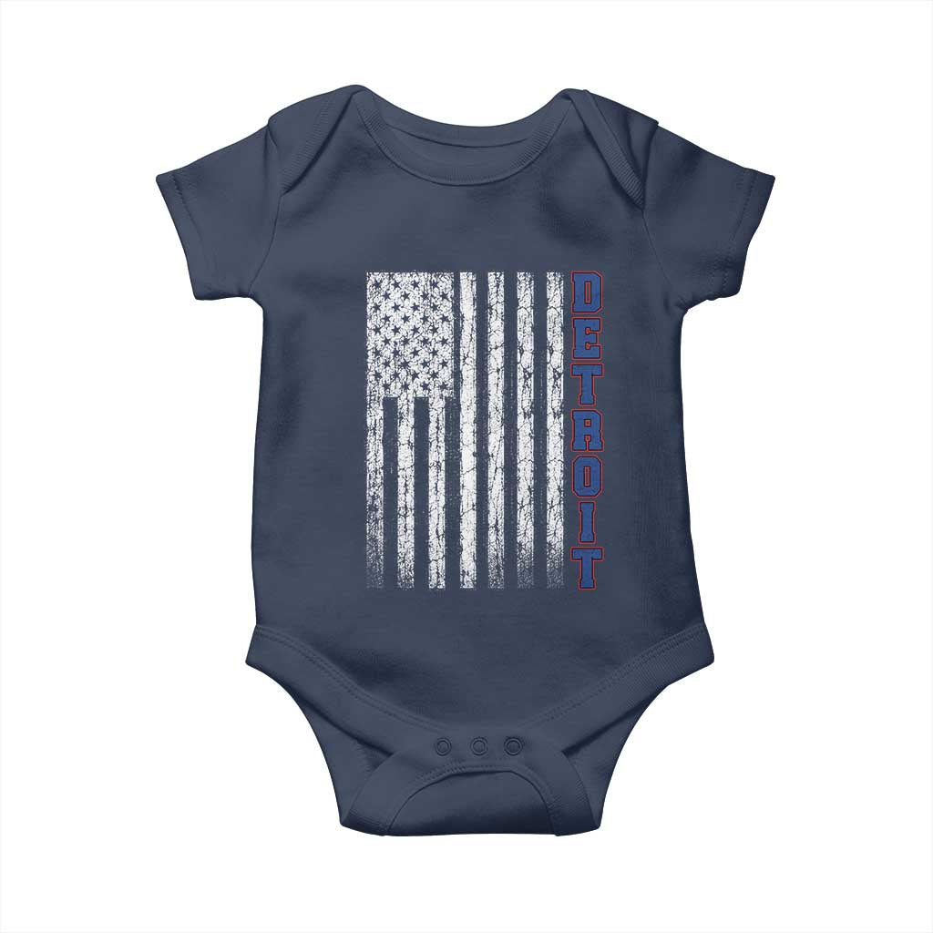 Detroit Michigan State Pride Vintage American Flag Baby Onesie TS11 Navy Print Your Wear