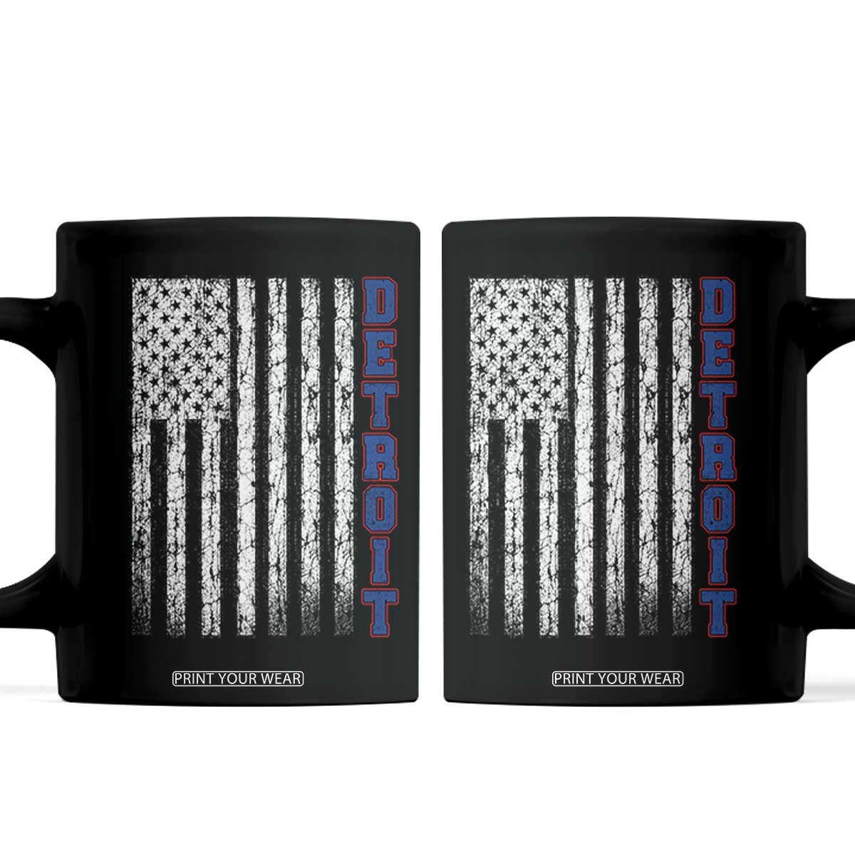 Detroit Michigan State Pride Vintage American Flag Coffee Mug TS11 Black Print Your Wear