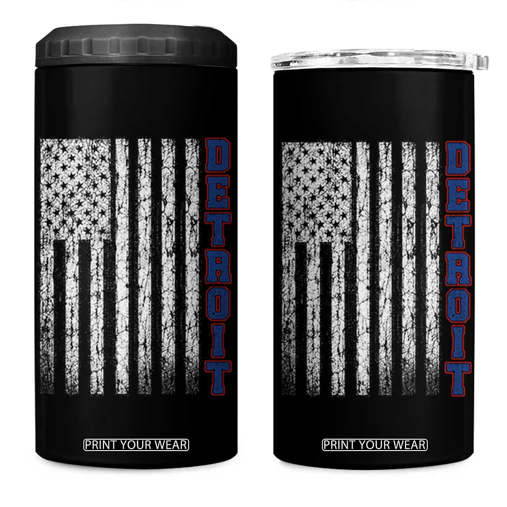 Detroit Michigan State Pride Vintage American Flag 4 in 1 Can Cooler Tumbler TS11 One Size: 16 oz Black Print Your Wear