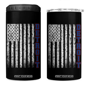 Detroit Michigan State Pride Vintage American Flag 4 in 1 Can Cooler Tumbler TS11 One Size: 16 oz Black Print Your Wear