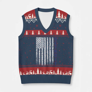 Detroit Michigan State Pride Vintage American Flag V-Neck Knit Sweater Vest TS11 Navy Red Print Your Wear