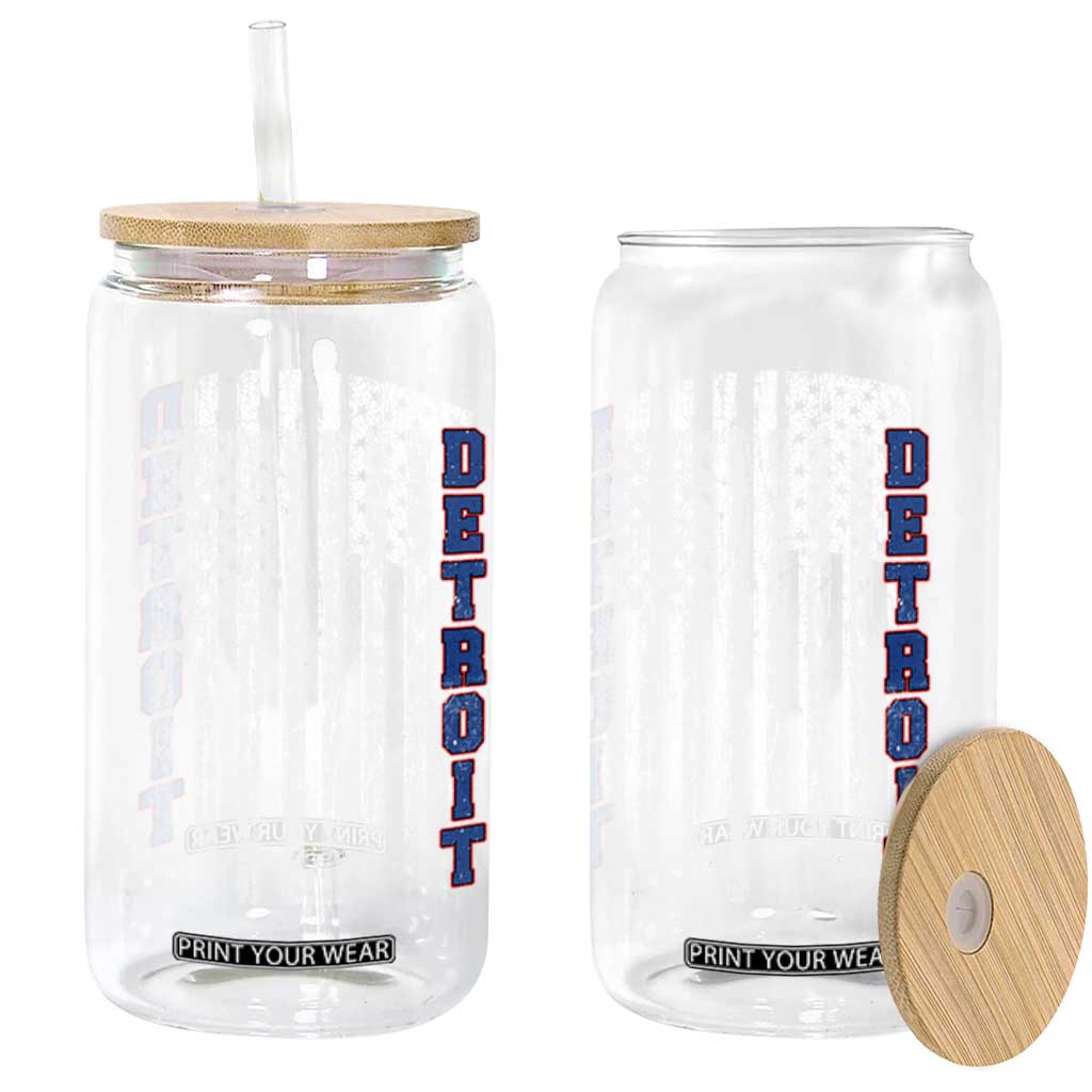 Detroit Michigan State Pride Vintage American Flag Glass Can TS11 Print Your Wear