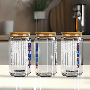 Detroit Michigan State Pride Vintage American Flag Glass Can TS11 Print Your Wear