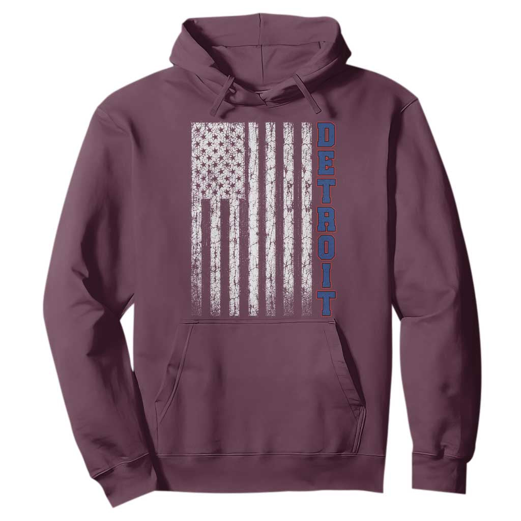 Detroit Michigan State Pride Vintage American Flag Hoodie TS11 Maroon Print Your Wear
