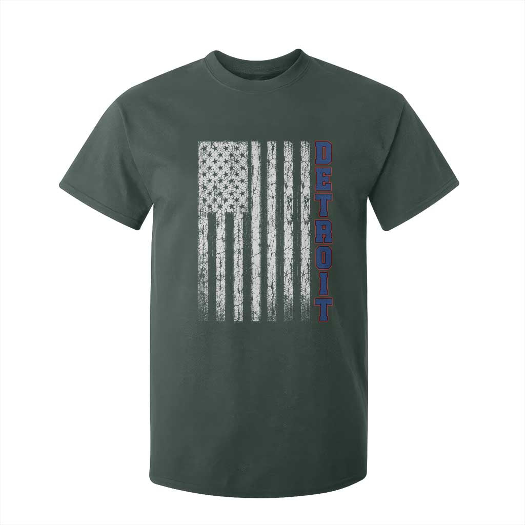 Detroit Michigan State Pride Vintage American Flag T Shirt For Kid TS11 Dark Forest Green Print Your Wear