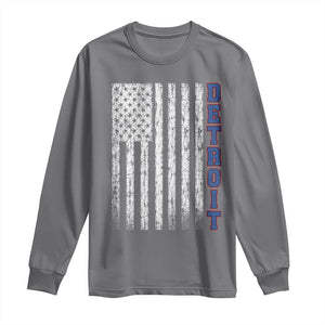 Detroit Michigan State Pride Vintage American Flag Long Sleeve Shirt TS11 Charcoal Print Your Wear