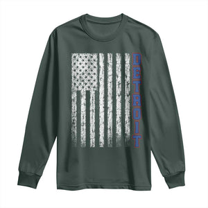 Detroit Michigan State Pride Vintage American Flag Long Sleeve Shirt TS11 Dark Forest Green Print Your Wear