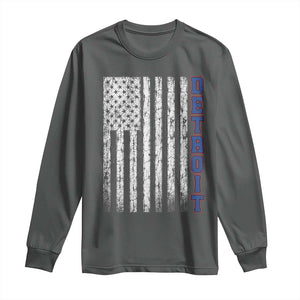 Detroit Michigan State Pride Vintage American Flag Long Sleeve Shirt TS11 Dark Heather Print Your Wear