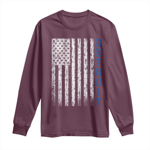 Detroit Michigan State Pride Vintage American Flag Long Sleeve Shirt TS11 Maroon Print Your Wear