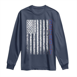 Detroit Michigan State Pride Vintage American Flag Long Sleeve Shirt TS11 Navy Print Your Wear