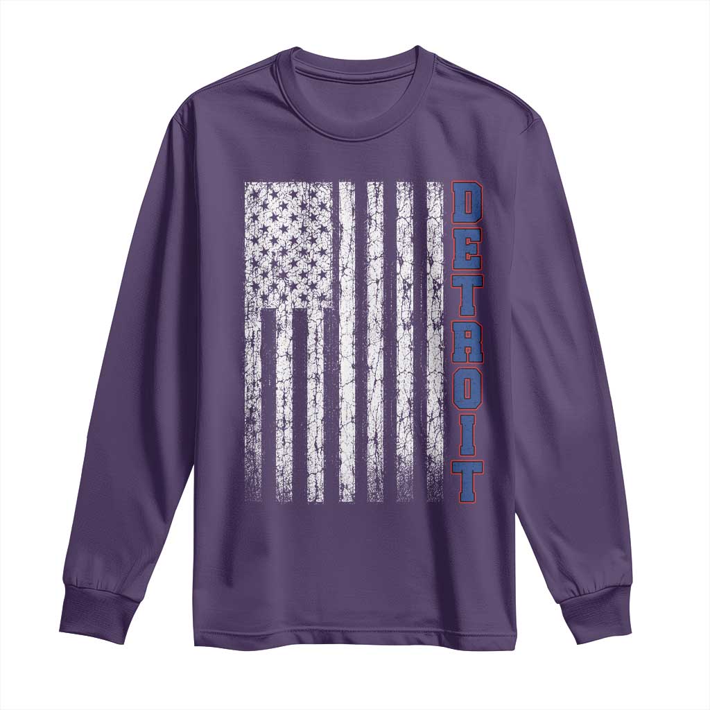Detroit Michigan State Pride Vintage American Flag Long Sleeve Shirt TS11 Purple Print Your Wear