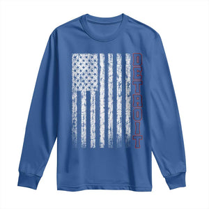Detroit Michigan State Pride Vintage American Flag Long Sleeve Shirt TS11 Royal Blue Print Your Wear