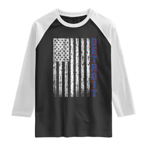Detroit Michigan State Pride Vintage American Flag Raglan Shirt TS11 Black White Print Your Wear