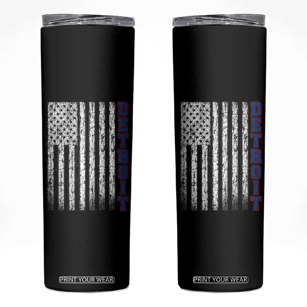 Detroit Michigan State Pride Vintage American Flag Skinny Tumbler TS11 Black Print Your Wear