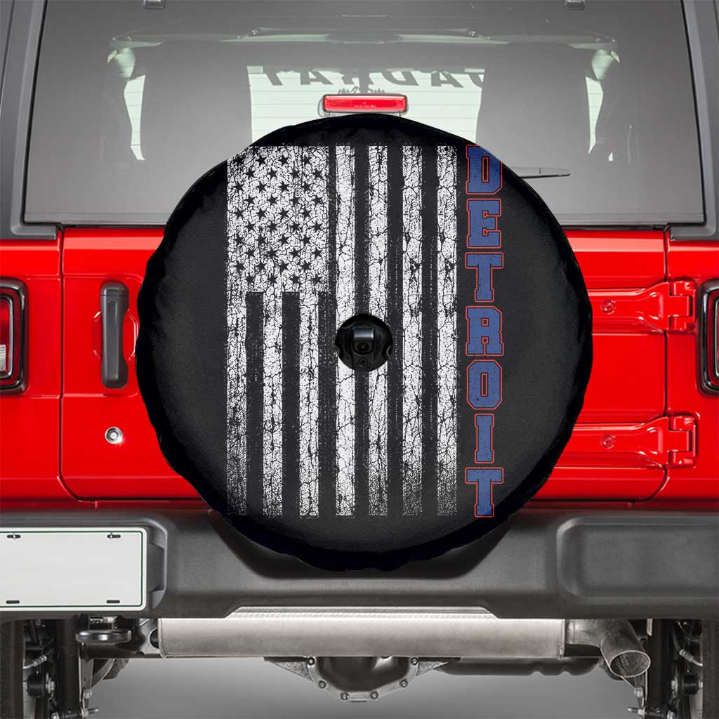 Detroit Michigan State Pride Vintage American Flag Spare Tire Cover TS11 Black Print Your Wear