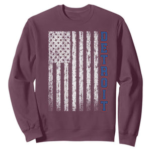 Detroit Michigan State Pride Vintage American Flag Sweatshirt TS11 Maroon Print Your Wear