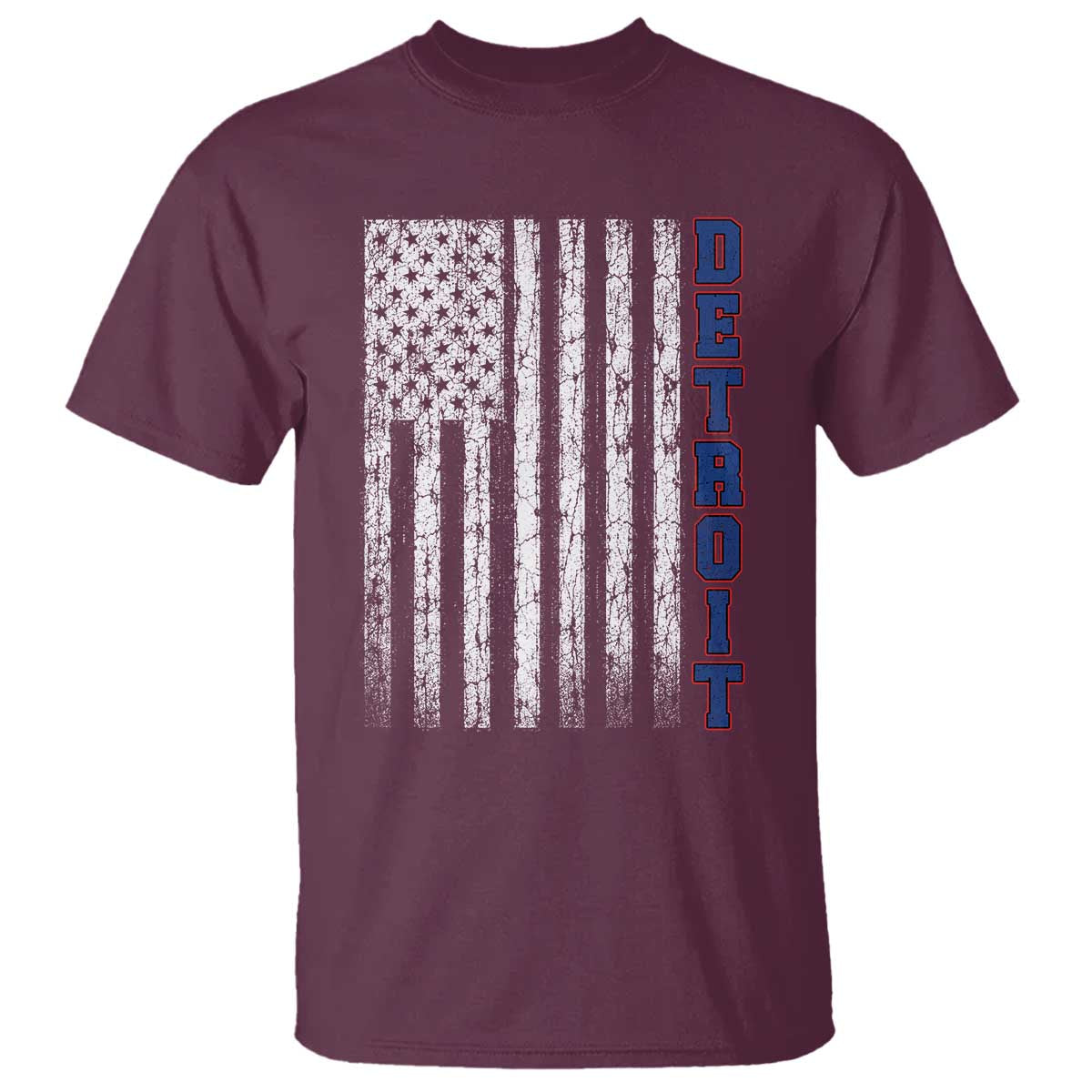Detroit Michigan State Pride Vintage American Flag T Shirt TS11 Maroon Print Your Wear