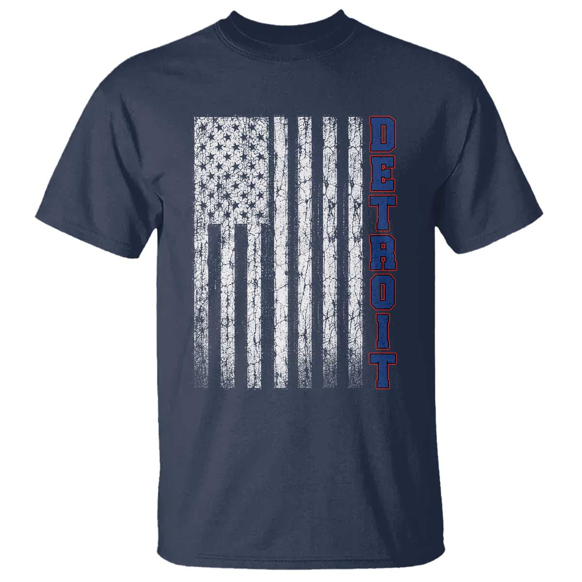 Detroit Michigan State Pride Vintage American Flag T Shirt TS11 Navy Print Your Wear