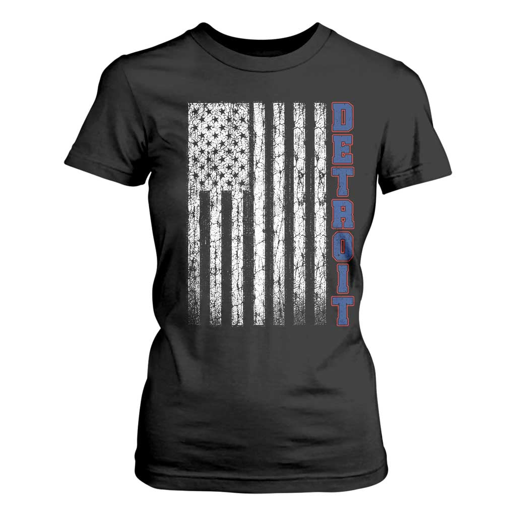 Detroit Michigan State Pride Vintage American Flag T Shirt For Women TS11 Black Print Your Wear
