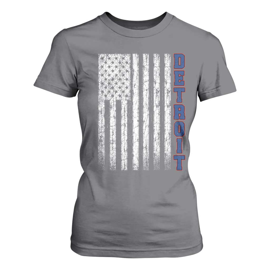 Detroit Michigan State Pride Vintage American Flag T Shirt For Women TS11 Charcoal Print Your Wear