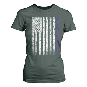 Detroit Michigan State Pride Vintage American Flag T Shirt For Women TS11 Dark Forest Green Print Your Wear