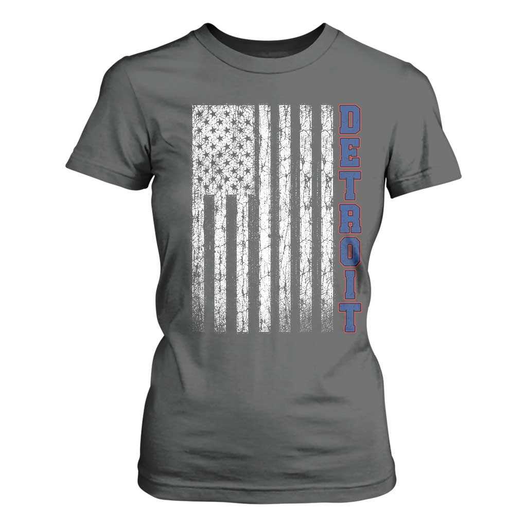 Detroit Michigan State Pride Vintage American Flag T Shirt For Women TS11 Dark Heather Print Your Wear