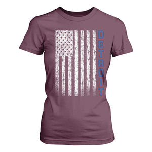 Detroit Michigan State Pride Vintage American Flag T Shirt For Women TS11 Maroon Print Your Wear