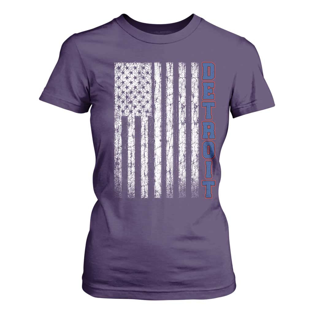 Detroit Michigan State Pride Vintage American Flag T Shirt For Women TS11 Purple Print Your Wear