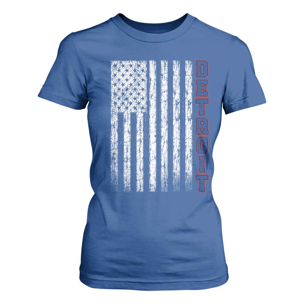 Detroit Michigan State Pride Vintage American Flag T Shirt For Women TS11 Royal Blue Print Your Wear