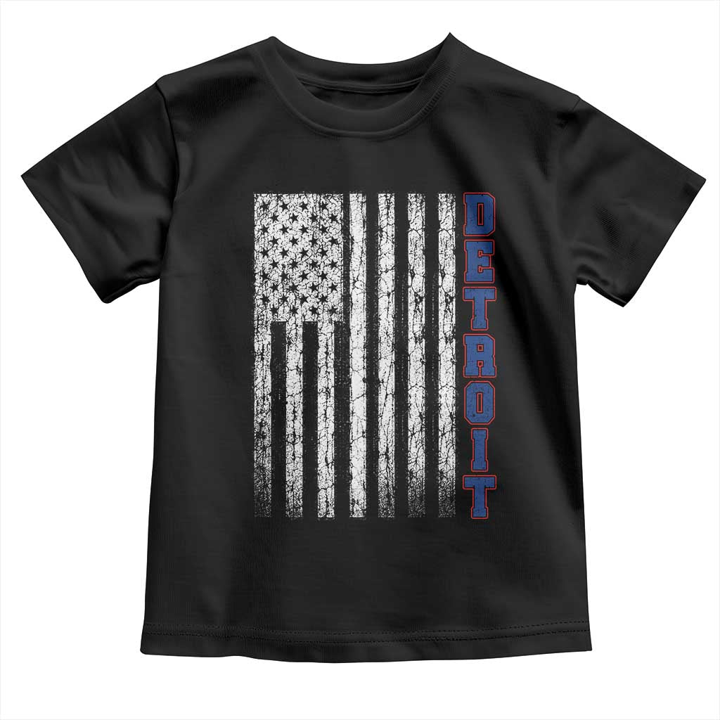 Detroit Michigan State Pride Vintage American Flag Toddler T Shirt TS11 Black Print Your Wear