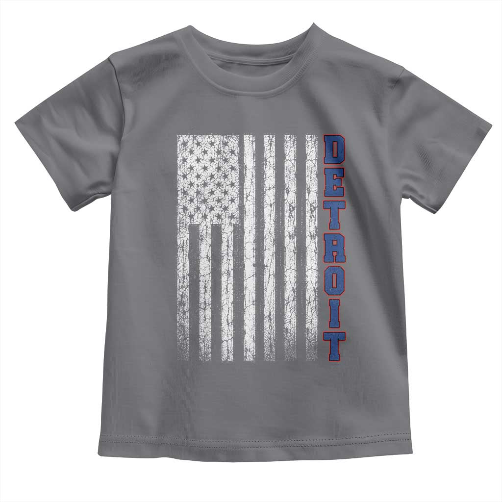 Detroit Michigan State Pride Vintage American Flag Toddler T Shirt TS11 Charcoal Print Your Wear