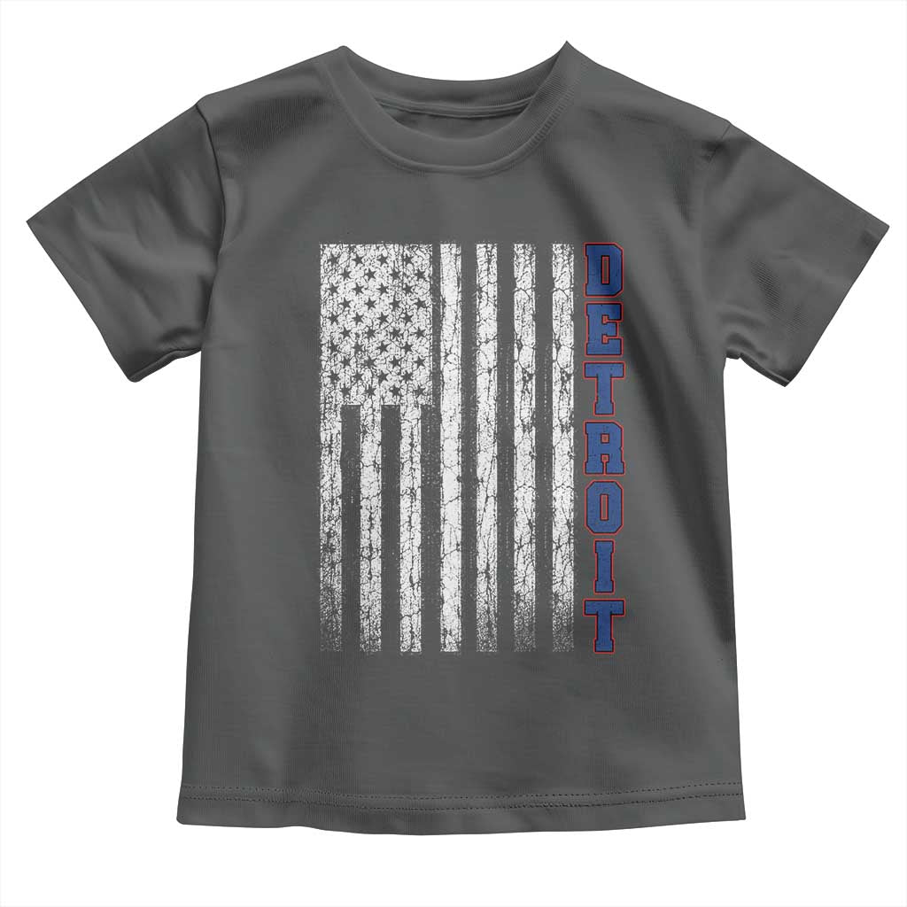 Detroit Michigan State Pride Vintage American Flag Toddler T Shirt TS11 Dark Heather Print Your Wear