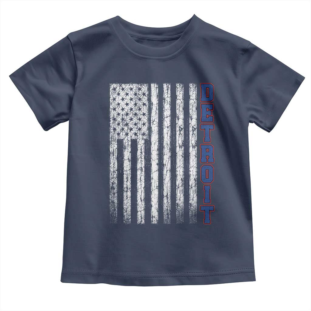 Detroit Michigan State Pride Vintage American Flag Toddler T Shirt TS11 Navy Print Your Wear