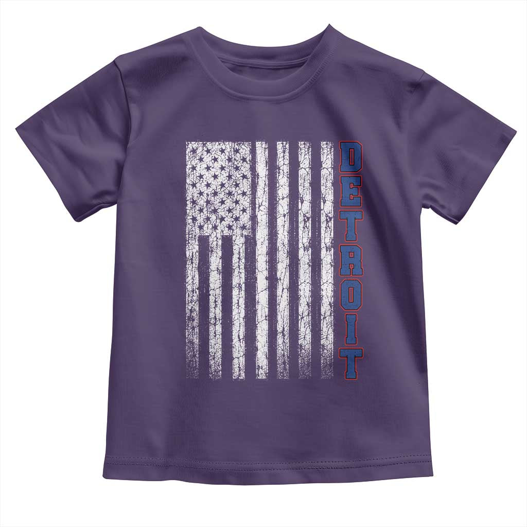 Detroit Michigan State Pride Vintage American Flag Toddler T Shirt TS11 Purple Print Your Wear