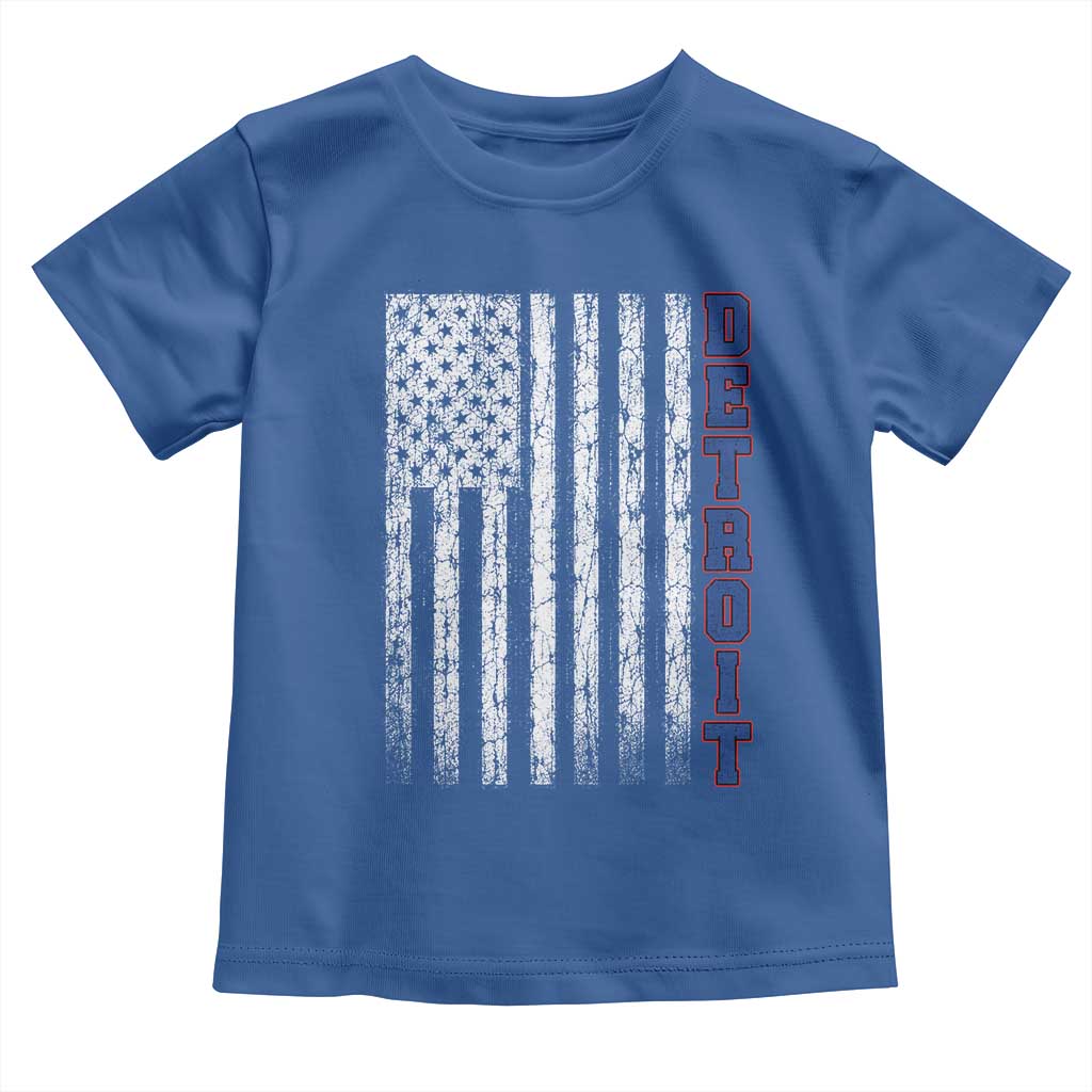 Detroit Michigan State Pride Vintage American Flag Toddler T Shirt TS11 Royal Blue Print Your Wear