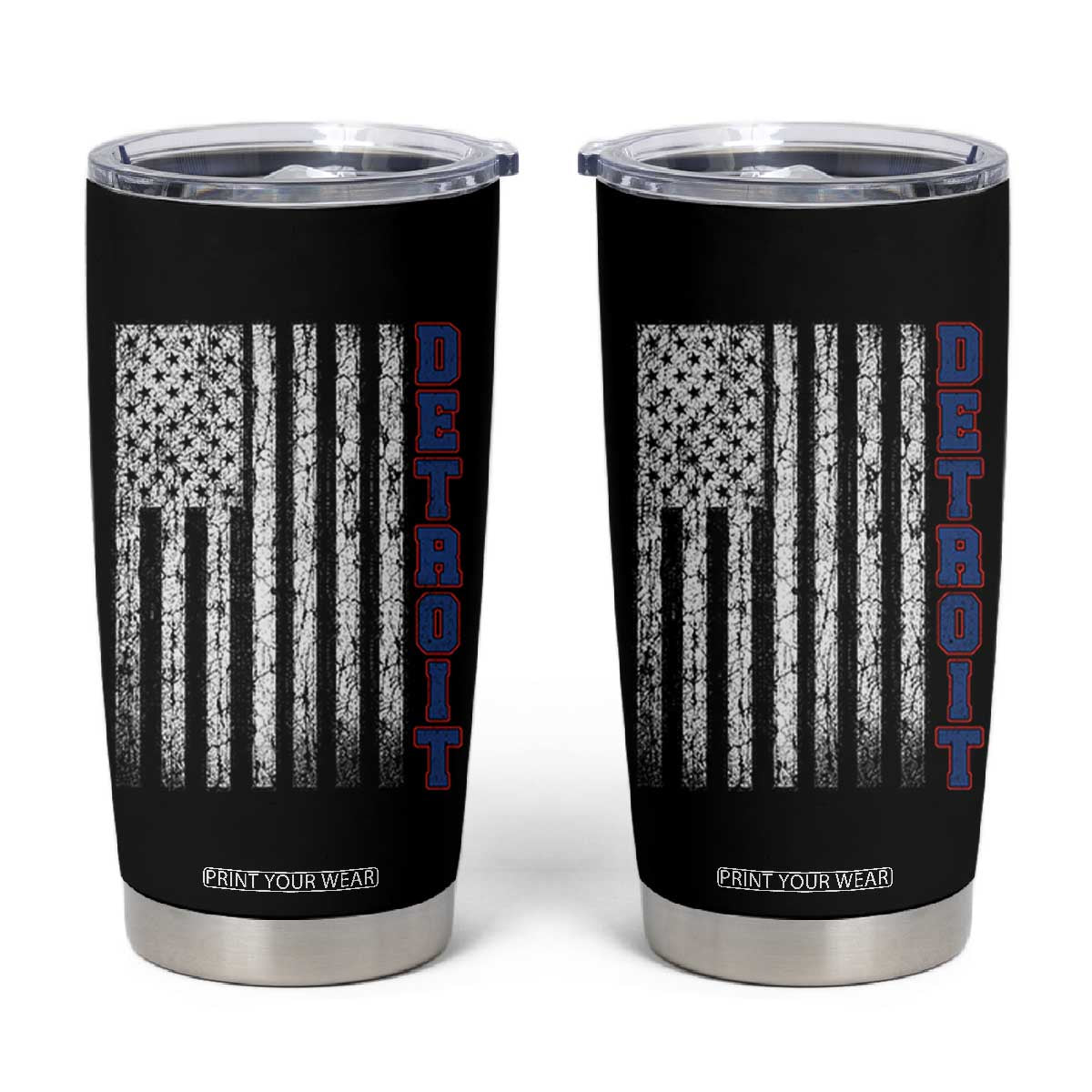 Detroit Michigan State Pride Vintage American Flag Tumbler Cup TS11 Black Print Your Wear