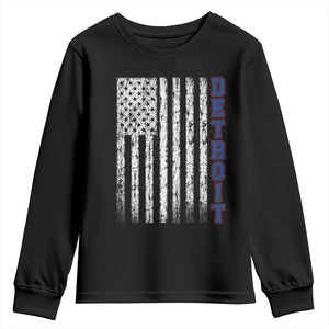Detroit Michigan State Pride Vintage American Flag Youth Sweatshirt TS11 Black Print Your Wear