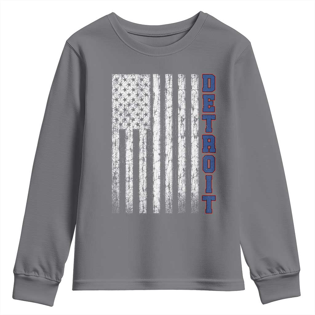 Detroit Michigan State Pride Vintage American Flag Youth Sweatshirt TS11 Charcoal Print Your Wear