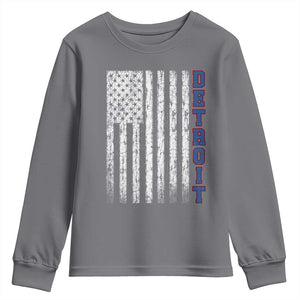 Detroit Michigan State Pride Vintage American Flag Youth Sweatshirt TS11 Charcoal Print Your Wear