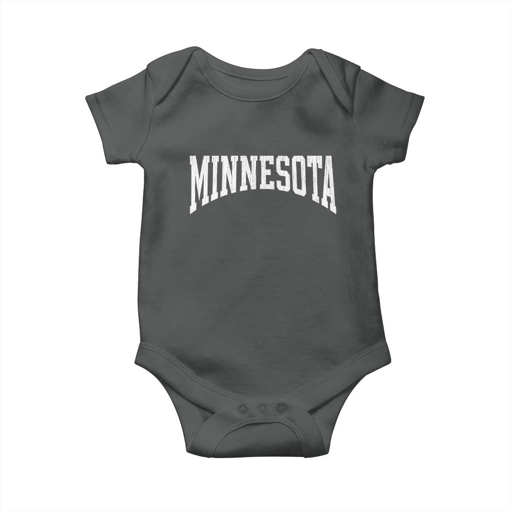 Minnesota MN State Throwback Design Vintage Baby Onesie TS11 Dark Heather Print Your Wear