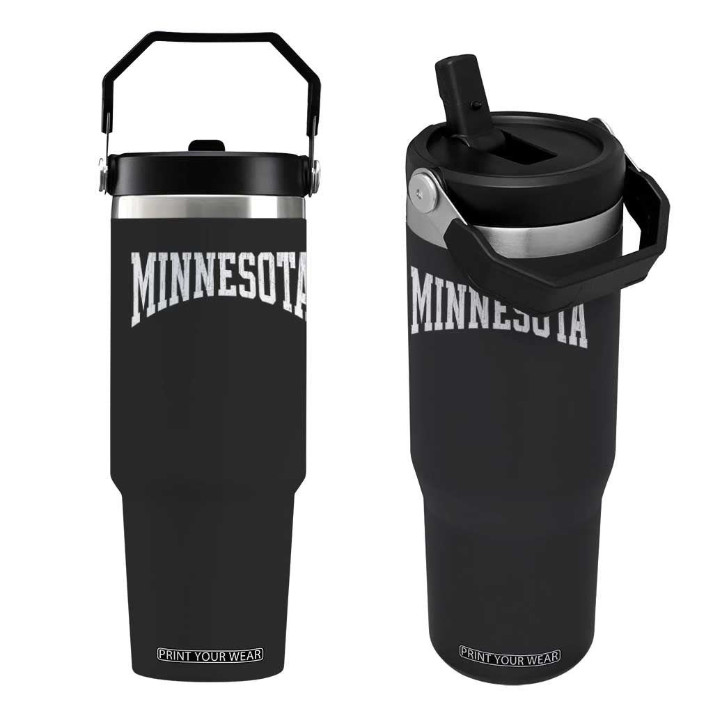 Minnesota MN State Throwback Design Vintage Flip Straw Tumbler TS11 One Size: 30 oz Black Print Your Wear