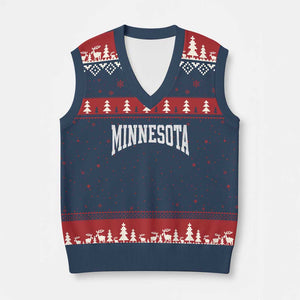 Minnesota MN State Throwback Design Vintage V-Neck Knit Sweater Vest TS11 Navy Red Print Your Wear